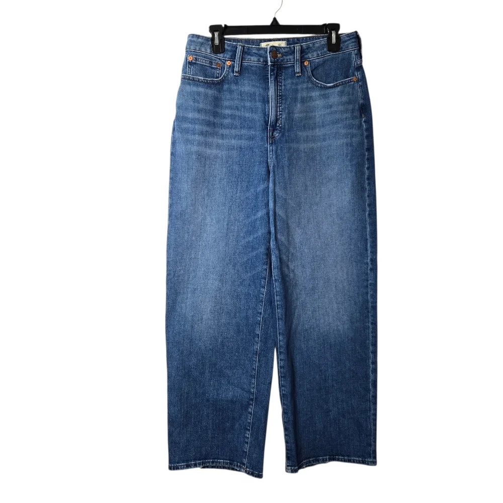 Madewell Curvy Slim Wide-Leg Cropped Blue Jeans 29 Tall - Picture 3 of 15